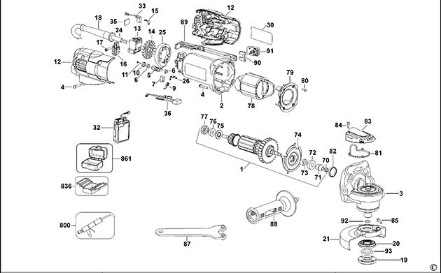 DeWalt D28133 Type 2 Small Angle Grinder Spare Parts D28133