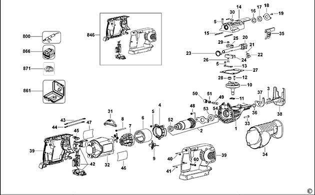 DeWalt DC305K Cordless Reciprocating Saw Spare Parts DC305K