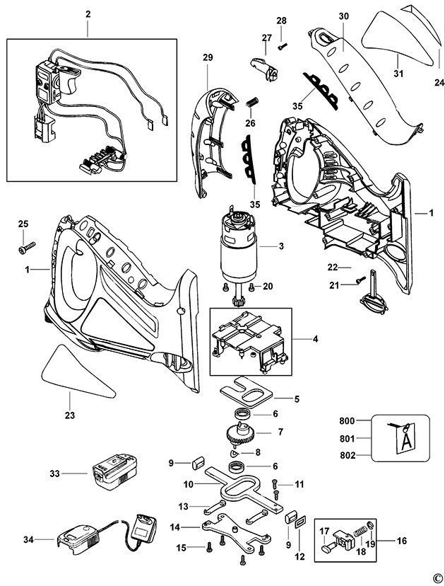 Black & Decker SX7000 Type 1 Cut Saw Spare Parts SX7000