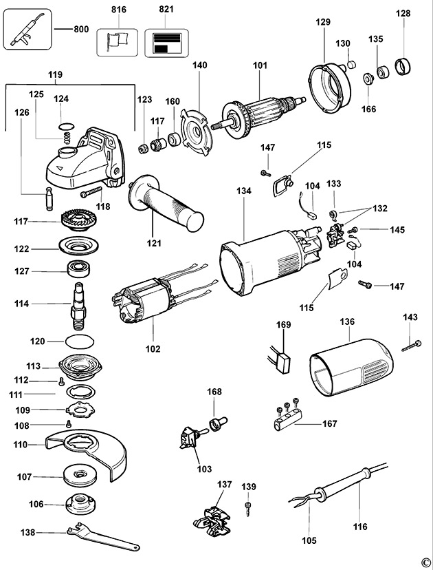 DeWalt DW803 Type 4 Angle Grinder Spare Parts DW803