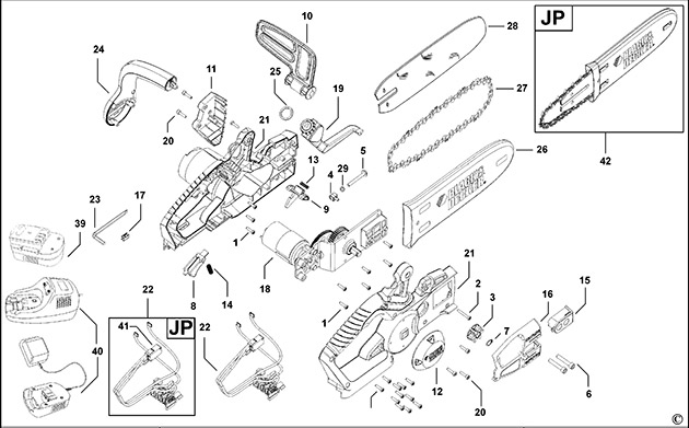 Black & Decker CCS818 Type 1 Chainsaw Spare Parts CCS818