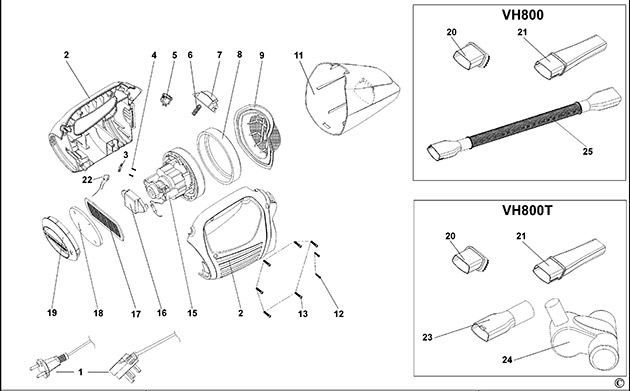 Black & Decker VH800 Type 1 Dustbuster Spare Parts VH800