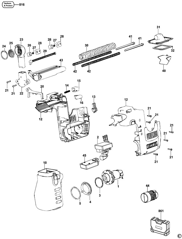 DeWalt D25300DH Type 2 Dust Extractor Spare Parts D25300DH