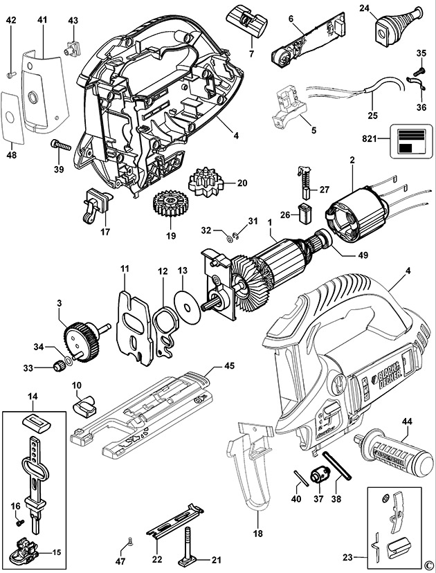 Black & Decker HPS6000JSL Type 1 Jigsaw Spare Parts HPS6000JSL