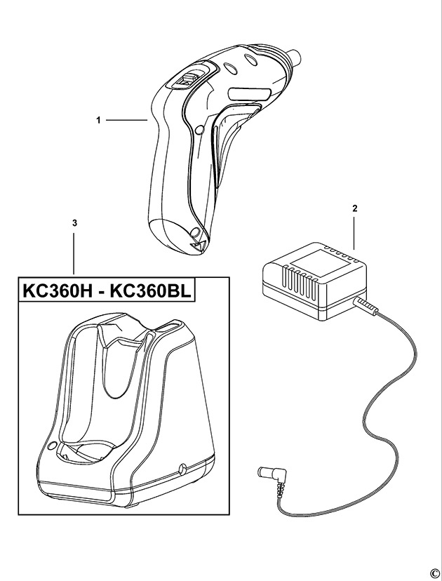 Black & Decker KC360H Type 1 Cordless Screwdriver Spare Parts KC360H