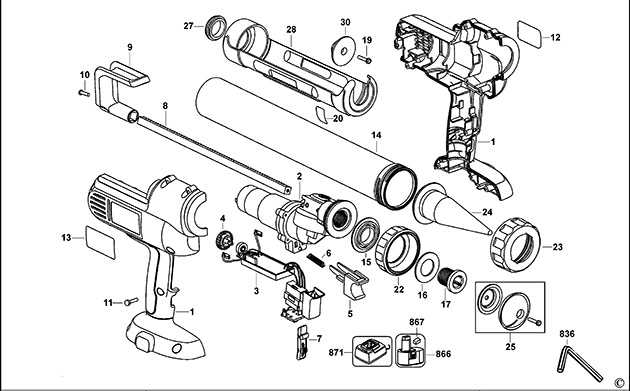 DeWalt DC547K Type 1 Caulk Gun Spare Parts DC547K
