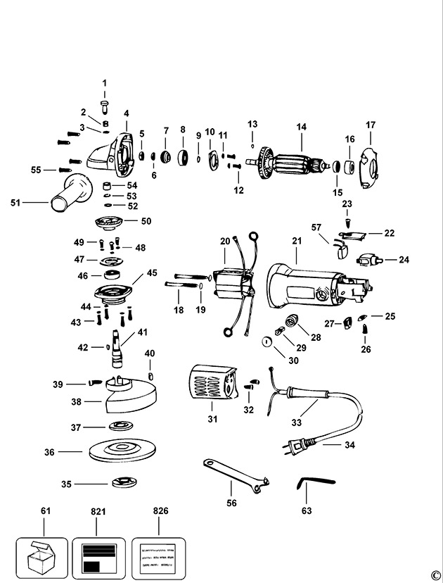 Black & Decker BMG600 Type 1 Small Angle Grinder Spare Parts BMG600