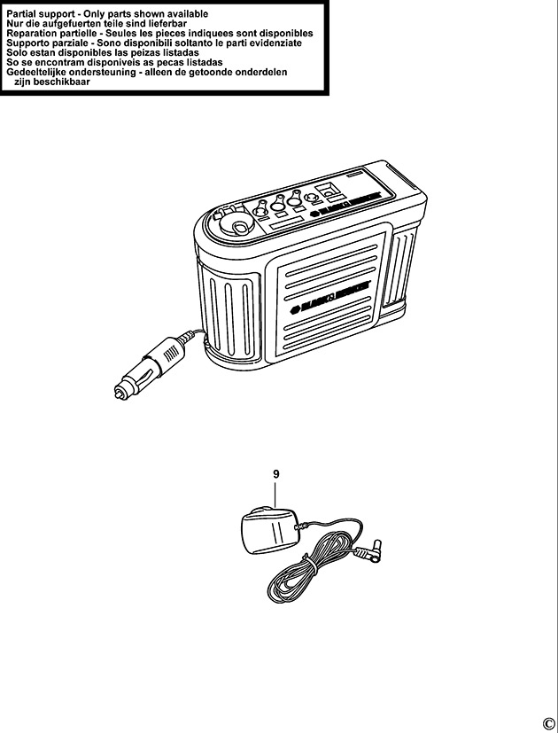 Black & Decker BDV040 Type 1 Battery Booster Spare Parts BDV040