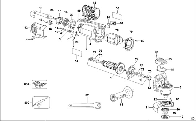 DeWalt D28132C Type 1 Small Angle Grinder Spare Parts D28132C