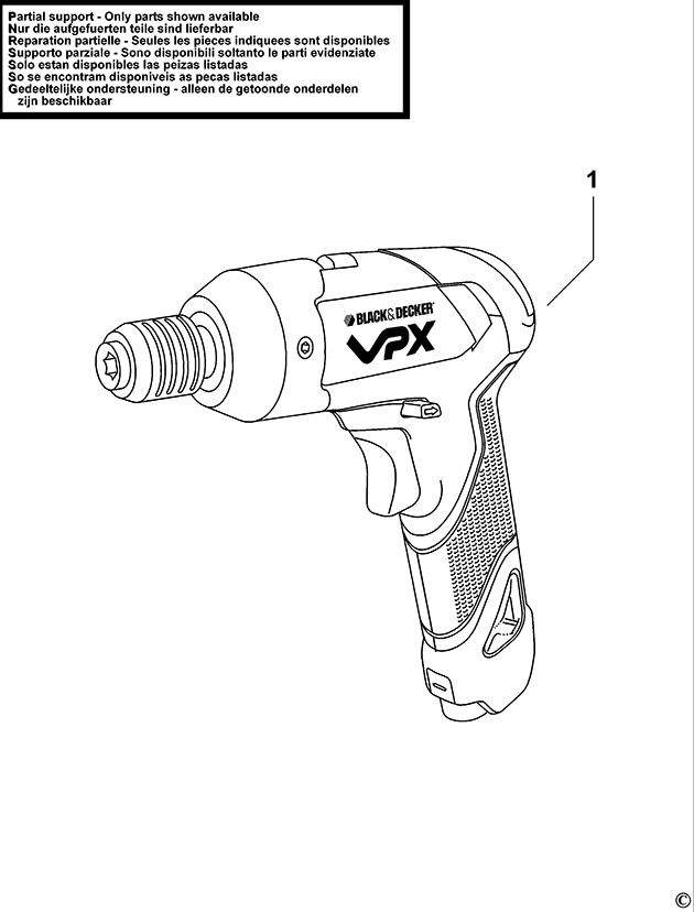 Black & Decker VPX1101 Type 1 Cordless Screwdriver Spare Parts VPX1101