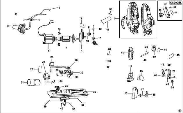 Black & Decker KS900EL Type 1 Jigsaw Spare Parts KS900EL