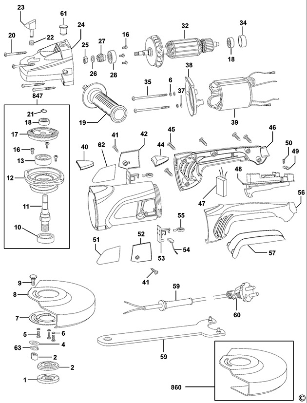 Black & Decker KG2023 Type 5 Angle Grinder Spare Parts KG2023