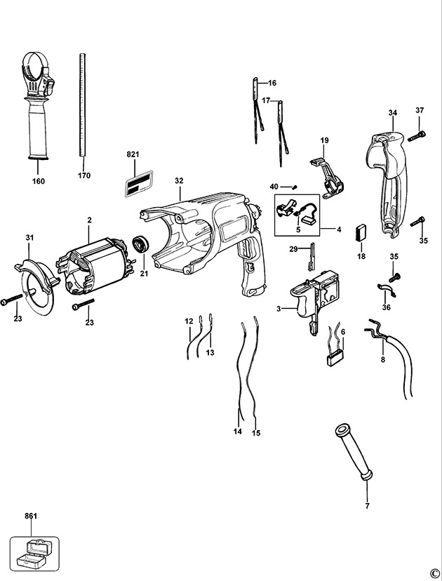 DeWalt D25102 Type 4 Rotary Hammer Spare Parts D25102