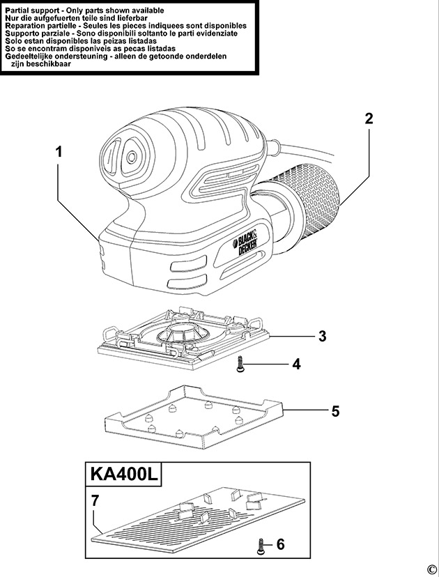 Black & Decker KA400 Type 1 Orbital Sander Spare Parts KA400