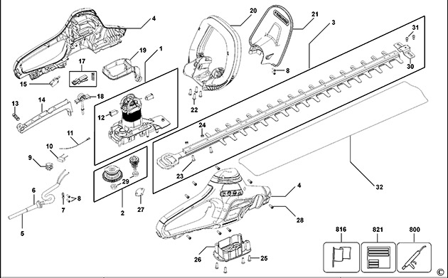 Black & Decker GT7030 Type 1 Hedgetrimmer Spare Parts GT7030
