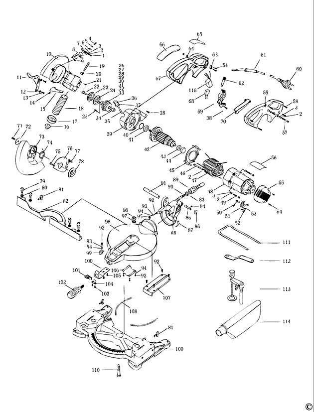 Black & Decker BT1400 Type 1 Mitre Saw Spare Parts BT1400