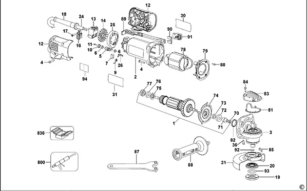 DeWalt D28141 Type 2 Small Angle Grinder Spare Parts D28141