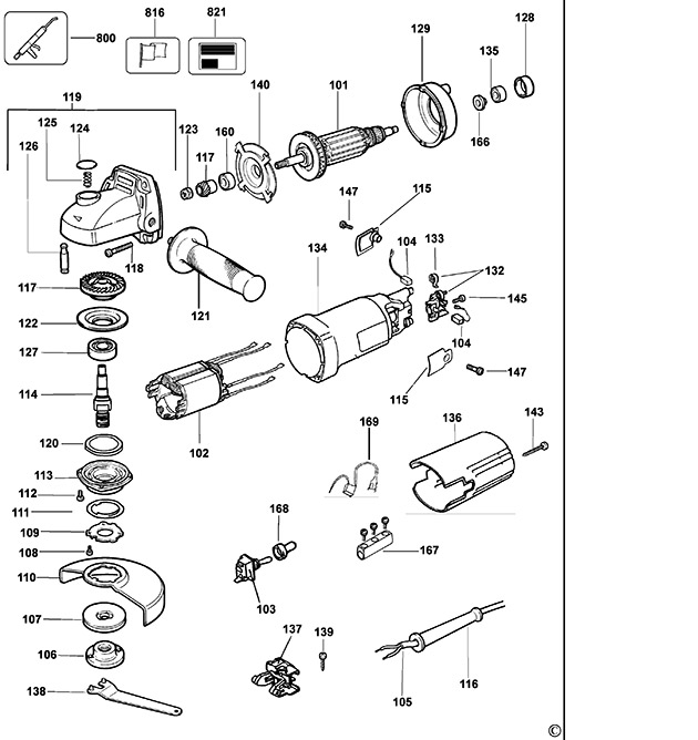 DeWalt DW803 Type 5 Small Angle Grinder Spare Parts DW803
