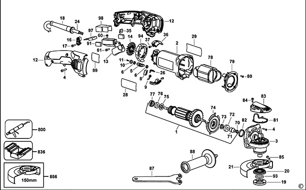 DeWalt D28065 Type 2 Small Angle Grinder Spare Parts D28065