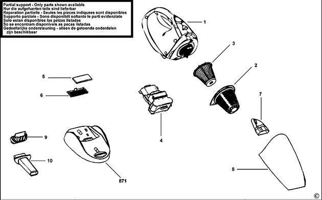 Black & Decker CHV1680 Type 1 Dustbuster Spare Parts CHV1680