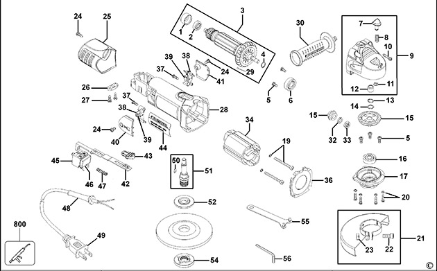 Black & Decker KG200 Type 1 Small Angle Grinder Spare Parts KG200