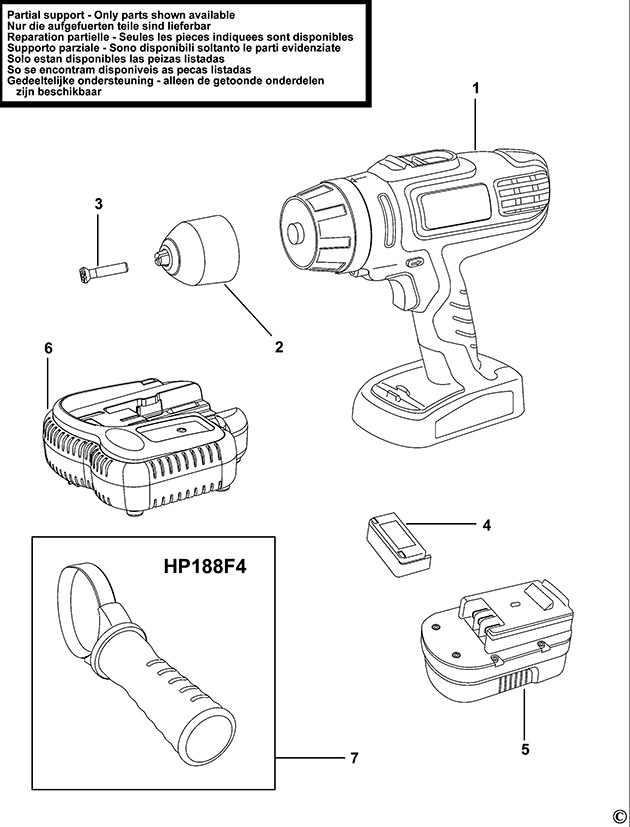 Black & Decker HP126F4BK Type H1 Cordless Drill Spare Parts HP126F4BK