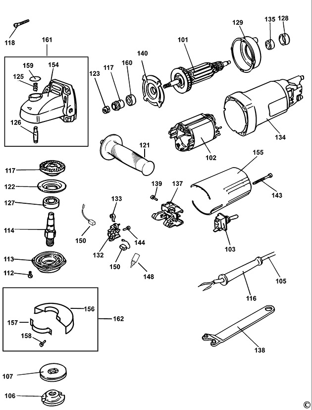 Black & Decker KG16 Type 6 Small Angle Grinder Spare Parts KG16
