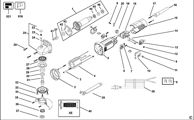 DeWalt D28000 Type 1 Small Angle Grinder Spare Parts D28000