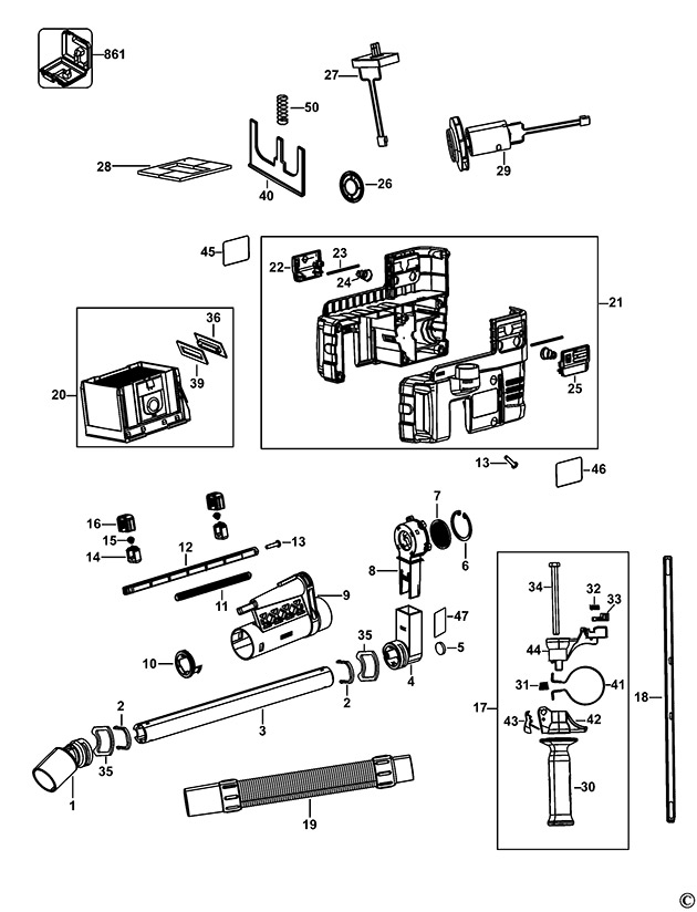 DeWalt D25302DH Type 2 Dust Extraction Kit Spare Parts D25302DH