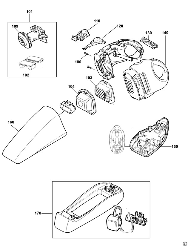 Black & Decker V1250N Type H1 Dustbuster Spare Parts V1250N