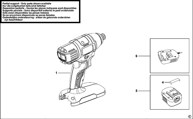 Black & Decker SX5180 Type H1 Impact Wrench Spare Parts SX5180