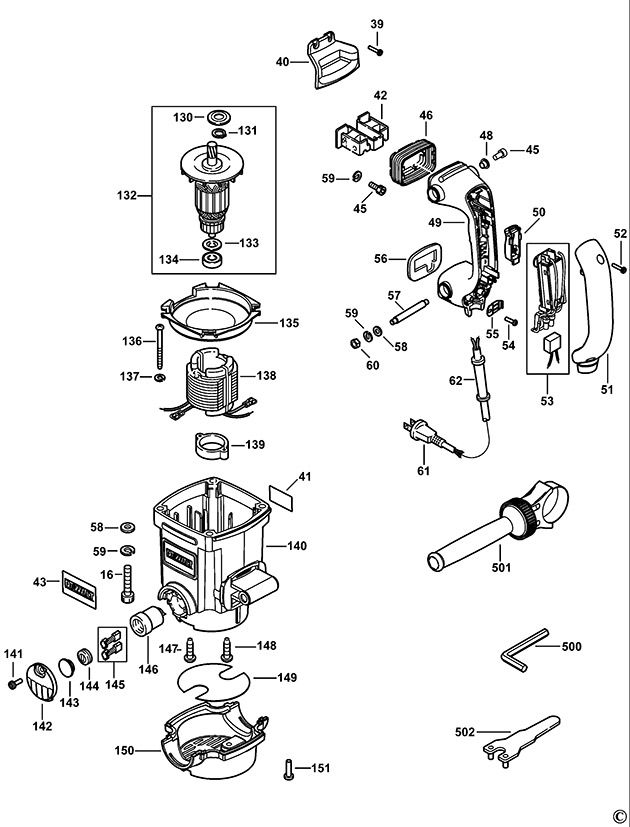 DeWalt D25580K Type 1 Demolition Hammer Spare Parts D25580K