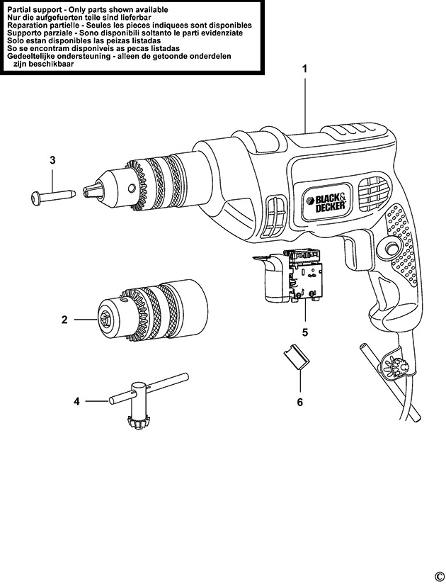 Black & Decker KR454 Type 1 Hammer Drill Spare Parts KR454