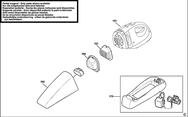 Black & Decker V1250N Type H2 Dustbuster Spare Parts V1250N
