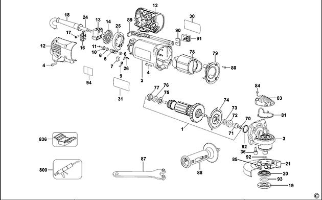 DeWalt D28135 Type 4 Small Angle Grinder Spare Parts D28135