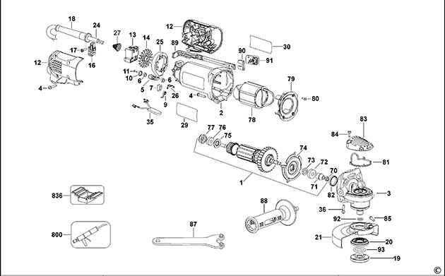 DeWalt D28130K Type 3 - XE Small Angle Grinder Spare Parts D28130K