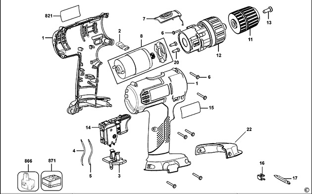 Black & Decker KTC144 Type 1 Cordless Drill Spare Parts KTC144