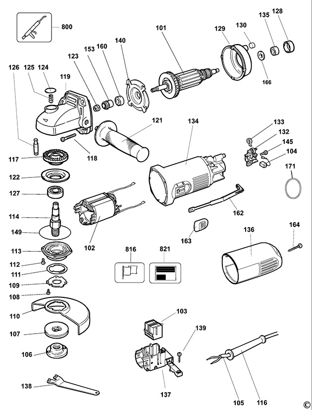 DeWalt DW818 Type 6 Small Angle Grinder Spare Parts DW818