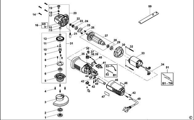Black & Decker KTG15T Type 1 Angle Grinder Spare Parts KTG15T
