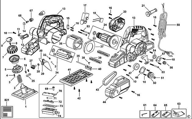 Black & Decker KTW750 Type 1 Planer Spare Parts KTW750