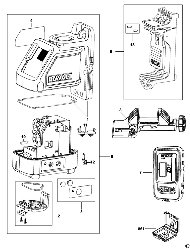 DeWalt DW088KD Type 1 Laser Spare Parts DW088KD