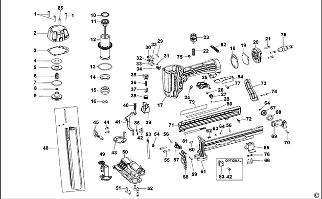 Bostitch SL1838BC-E Type REV C Pneumatic Stapler Spare Parts SL1838BC-E