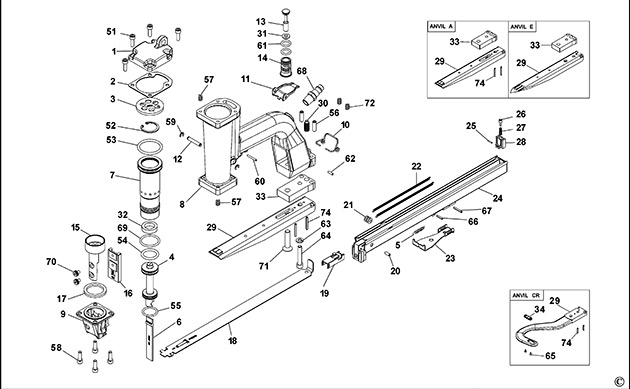 Bostitch P51 Type REV A  Spare Parts P51