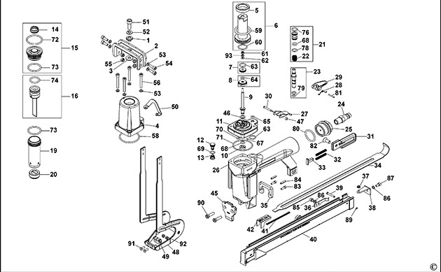 Bostitch P110SJ-E Pneumatic Stapler Spare Parts P110SJ-E