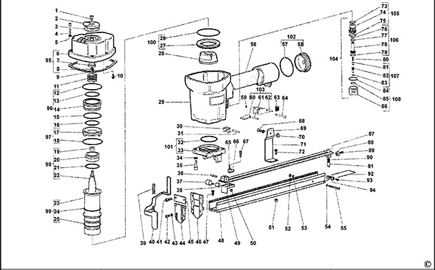 Bostitch 3447 Pneumatic Stapler Spare Parts 3447
