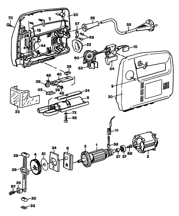 Black & Decker SR220E Type 1 Jigsaw Spare Parts SR220E