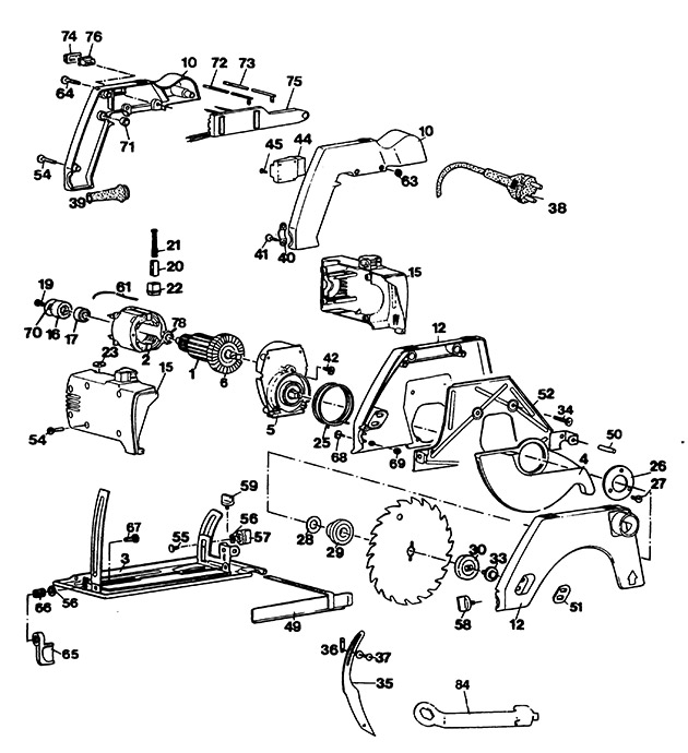 Black & Decker SR352E Type 1 Saw Spare Parts SR352E