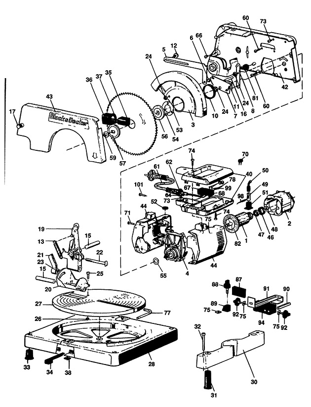 Black & Decker DN810 Type 1 Mitre Saw Spare Parts DN810