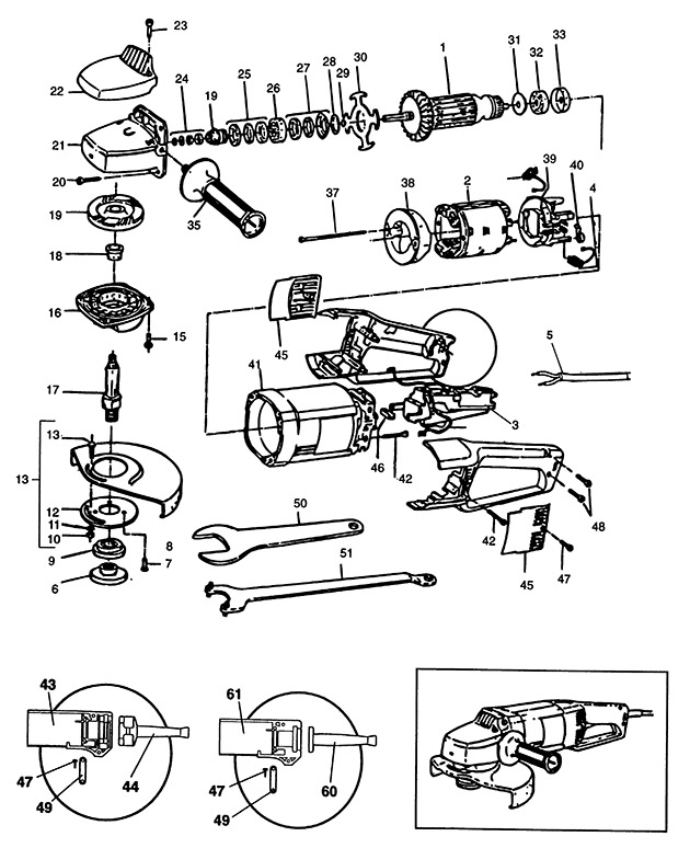 Black & Decker SR823E Type 1 Angle Grinder Spare Parts SR823E