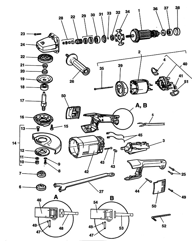 Elu EAG201 Type 1 Angle Grinder Spare Parts EAG201